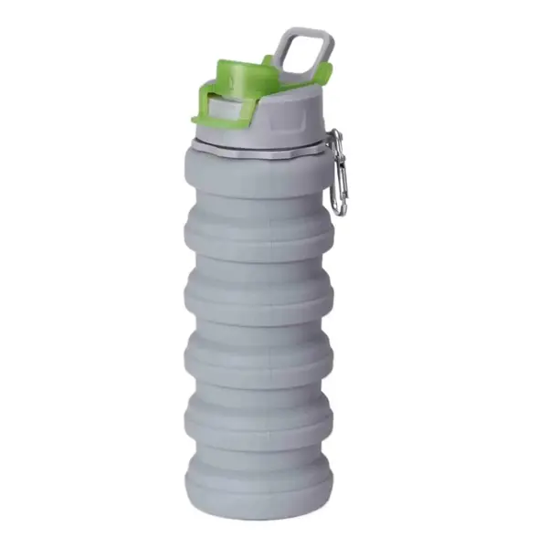 Sports Reusable Foldable Water Bottle, Waterproof Silicone Travel Camping Bottle with Mountaineering Buckle