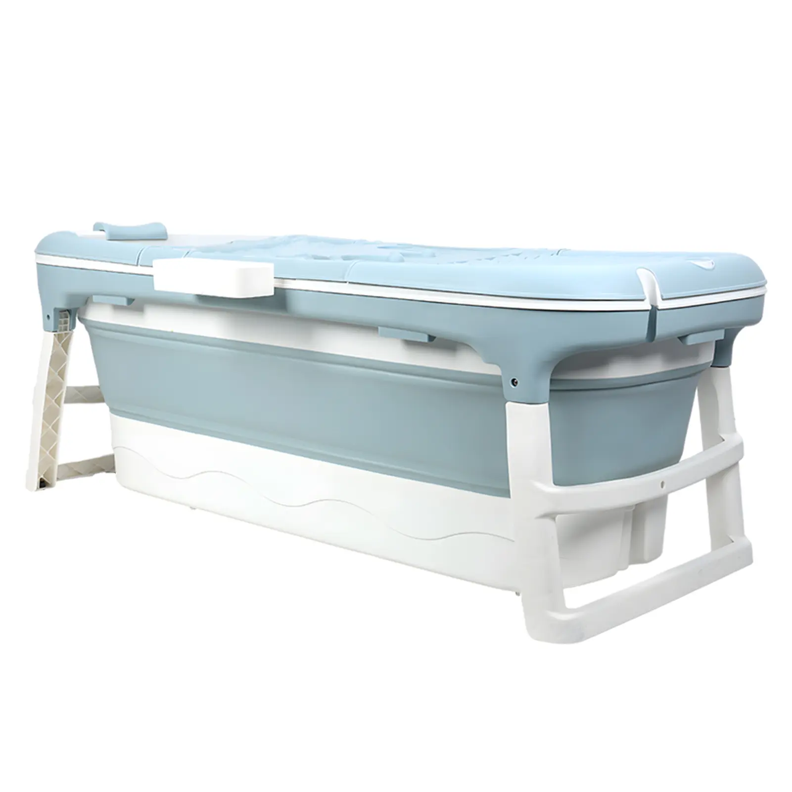 Explorinox 46-50 Inch Plastic Foldable Bathtub for Adults, Portable Freestanding Bath Tub for Adult Bathing, Large Collapsible Blue Bathroom Gadget