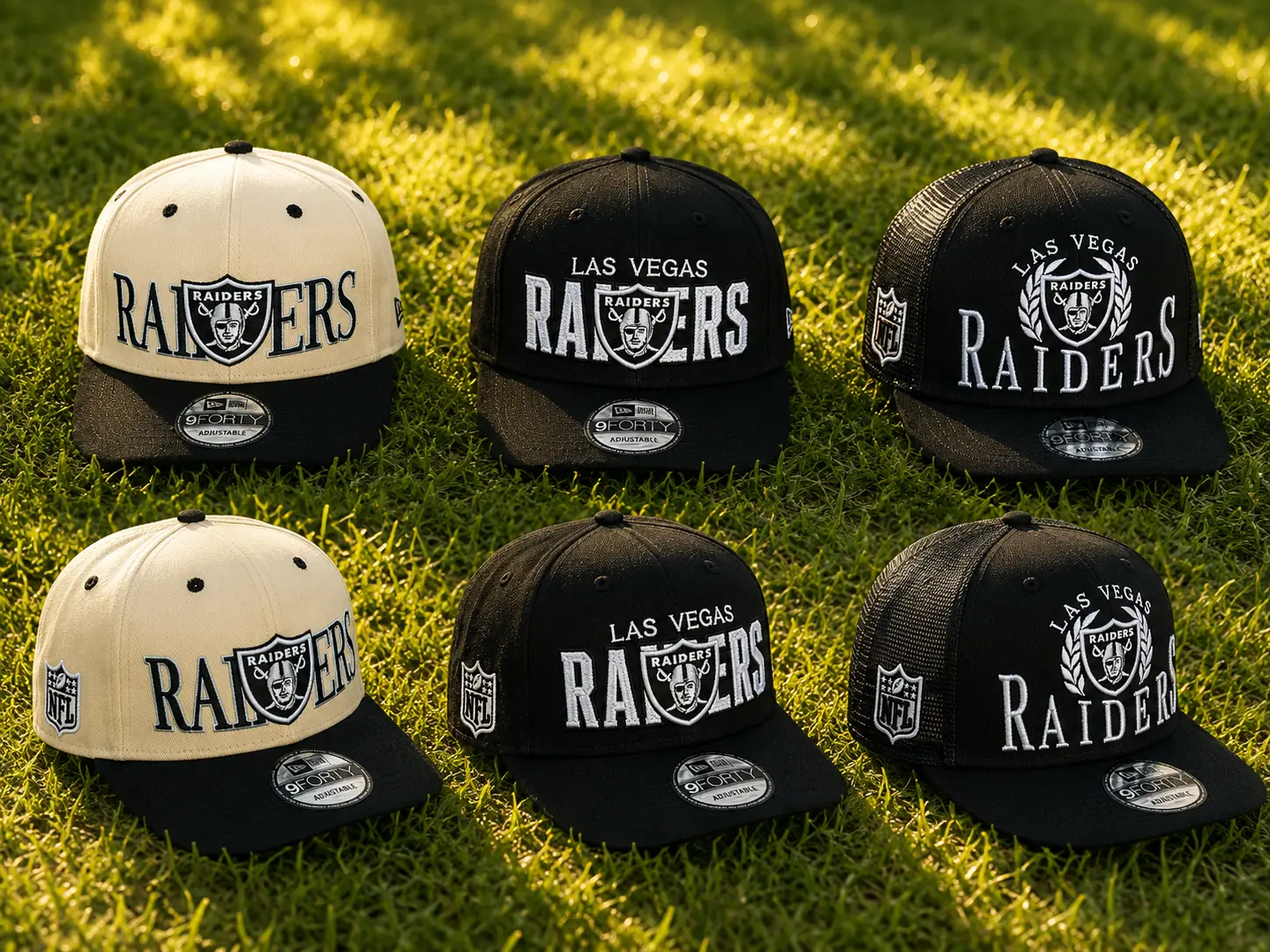 New Era NFL Las Vegas Raiders Mesh Snapback Cap Black Trucker Hat Adjustable Flat Brim Football Team Logo Streetwear Hip Hop Vintage Trendy TikTok Viral Unisex Baseball Cap Gorras Gorra Urban Fashion Breathable Mesh