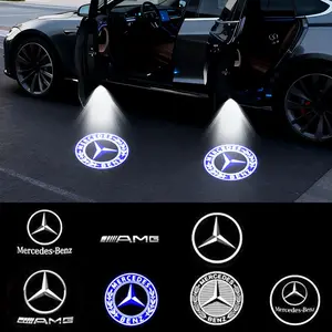 2PCS LED Car Door Projector Lights Compatible with Mercedes Benz, HD Welcome Logo Puddle Lights, Easy Install Door Courtesy Lamps for A C E S GLA GLC GLE GLS Class Models