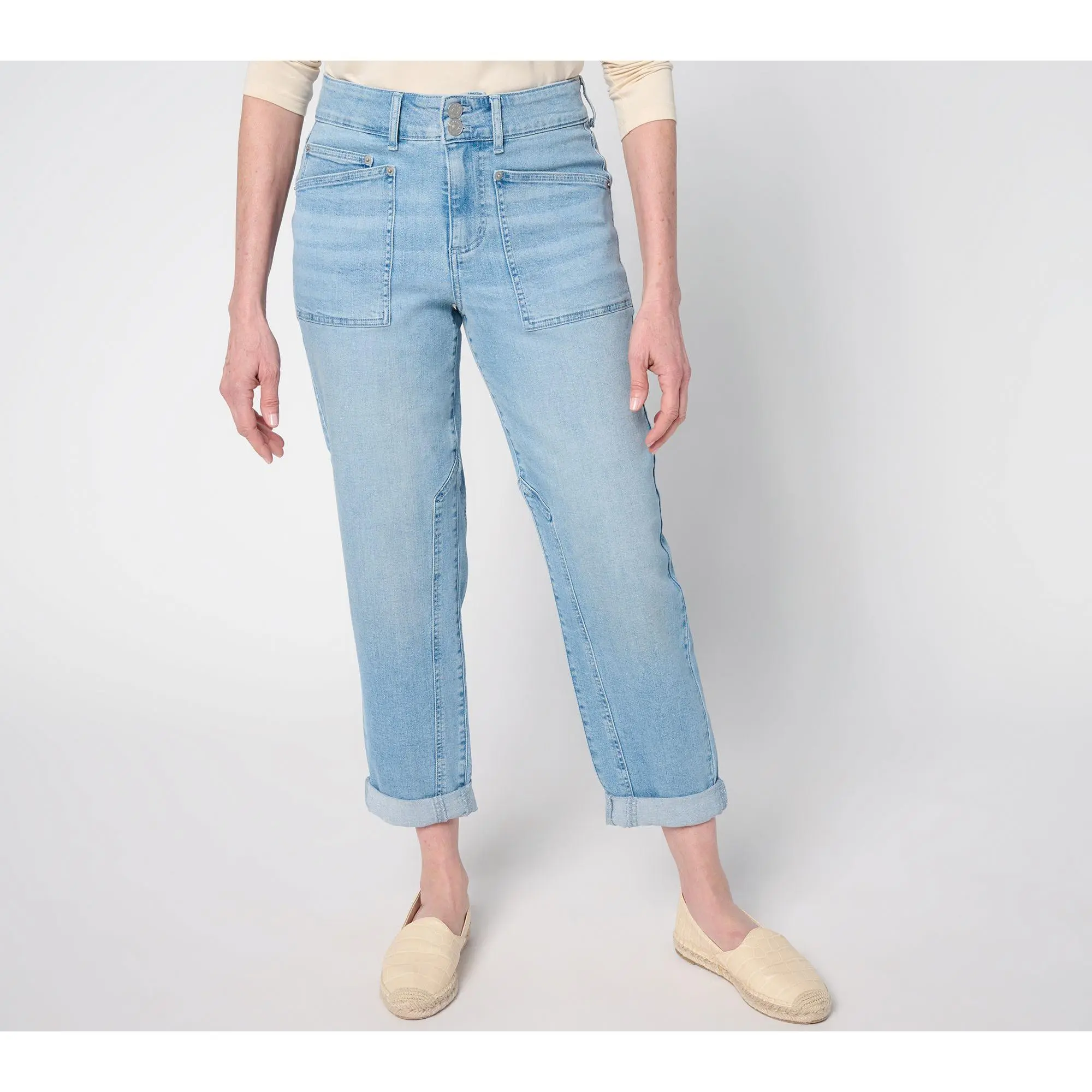 LOGO by Lori Goldstein Petite Indigo Straight Leg Ankle Jeans