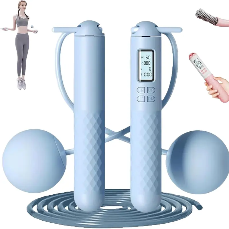 Cordless Skipping Rope 2026 Model - Unbreakable Handle, LCD Display Counter-Timer, Adjustable Ergonomic Design, Travel-Light Rope, Unisex Home Workout Exercise Equipment for Small-Space Body Training