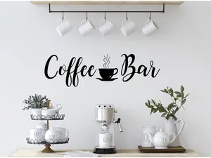 Coffee Bar Wall Decal – Cute Cafe Style Vinyl Sticker for Kitchen, Coffee Shop, Office, or Cart – Premium Quality and Damage-Free Removal