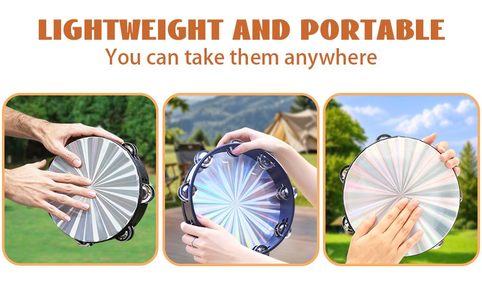 11pcs Tambourine Set, Half Moon Tambourine, Wrist Bells, Maracas, Rhythm Sticks, Reflective Handheld Tambourines, Percussion Instrument for Adults Church School Party And Karaoke.