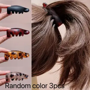 Women's Non-Slip Banana Hair Clip, Hair Claws, Vintage Oval Leopard Print, Amber and, Ideal for Secure Ponytails, Buns, Curly Hairstyles, and Updo