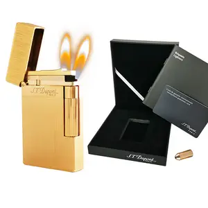 Dupont 1:1 Double Flame Gold Brushed Luxury Lighter (NO FUEL) Gift
