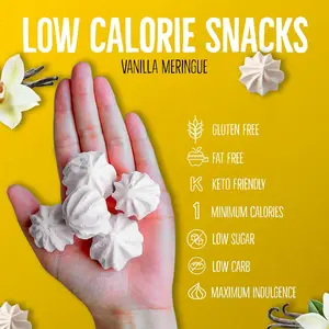 Only 1 Calorie Per Piece Meringue Cookies  Dual Flavors (Cappuccino  Cookies Cream), Low Sugar, GlutenFree Keto Protein Snacks for Adults