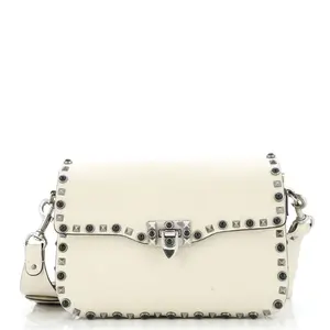 Pre-owned Valentino material Messenger Bags Garavani Rolling Rockstud Crossbody Bag Leather with Cabochons Medium by Rebag