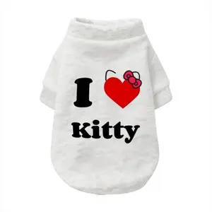 Sanrio Hello Kitty Pet Cardigan Sweatshirt White I Love Kitty Design for Cats and Kittens Comfortable Womenswear - Top