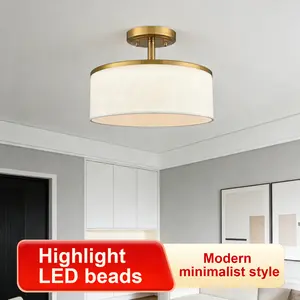 Modern LED Black Ceiling Light Fixture Dimmable 3000K-4500-5500K Semi Recessed Bedroom Ceiling Light