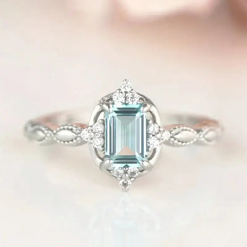 Elegant Blue Cubic Zirconia Ring for Women - Perfect for Valentine's Day, Wedding, Engagement, Anniversary & Party Jewelry Fashion Ring