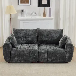 Modern Sherpa Couch, Boucle Sofa with Movable Ottoman, Small Couch or Boucle Loveseat with Solid Wood Legs, Sectional Couches for Living Room, Love Seat for Apartment, Beige