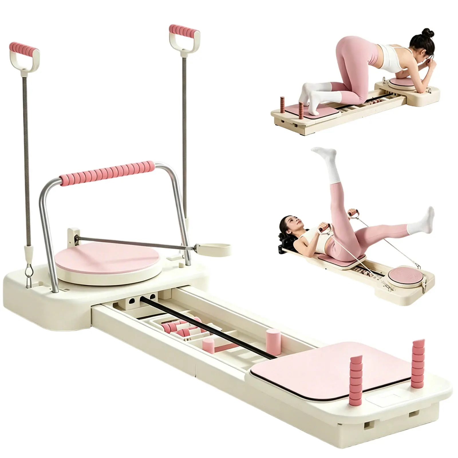 ASAPE 2026 Pilates Reformer Machine with Extended Slide Rail,FullBody Core Training Equipment with Twisting Board,Flexibility and Balance Training
