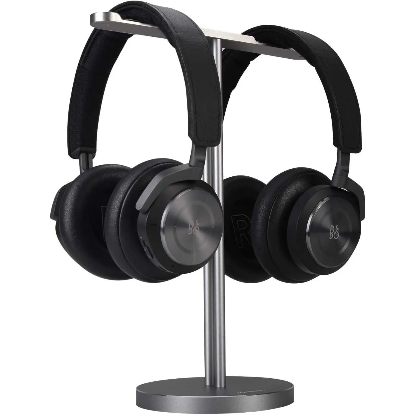 Double Headphones Stand, Aluminum Alloy Desk 3 Headsets Holder Supporting Desktop Earphone Hanger Mount Storage Rack with Heavy Base for Home and Office Display Spacegrey