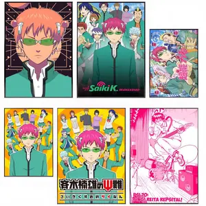 Saiki K Anime Poster HD Waterproof Self-Adhesive Art Vibrant Wall Print for Living Room Bedroom Bar Parlor Home Decor Gift Fade-Resistant Easy-Apply Durable Dly Artwork