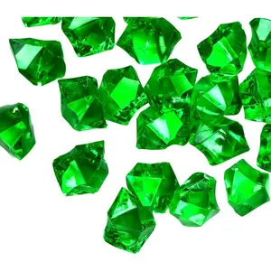 Crushed Ice Rocks, 150 count   Plastic Ice Cubes   for Vase Fillers, Home Decoration, Table Scatter, Event, Wedding, Arts & Crafts (Green)