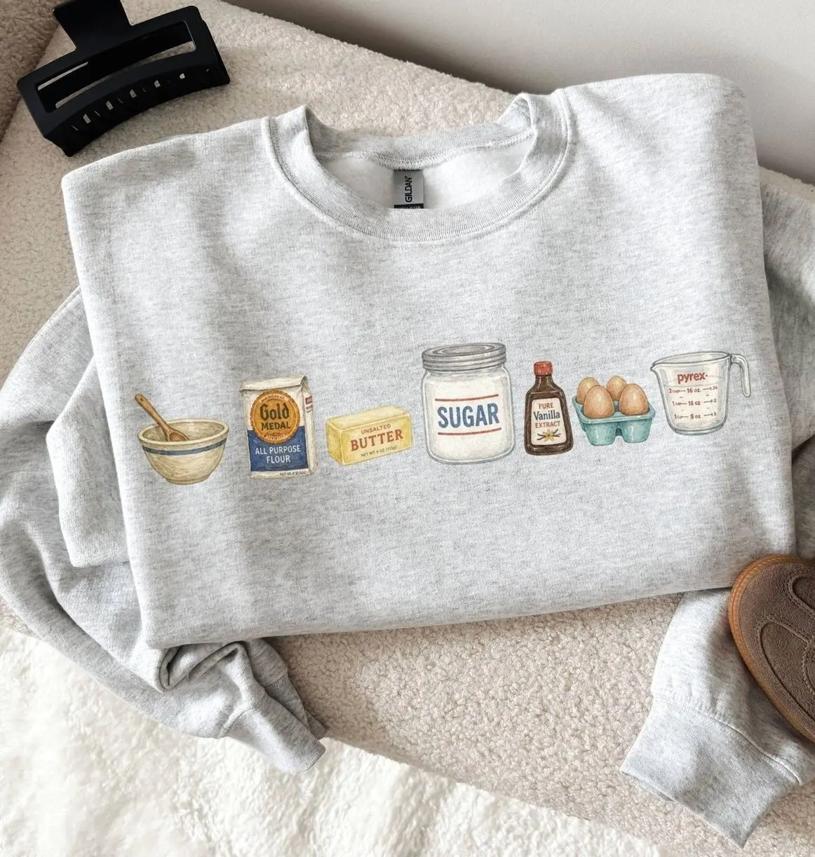 Baking Icons Flour Mixer Rolling Pin Y2k Graphic Sweatshirt, Freshly Baked Artisan Bread Bakers Cookie Mom Pullover Hoodie