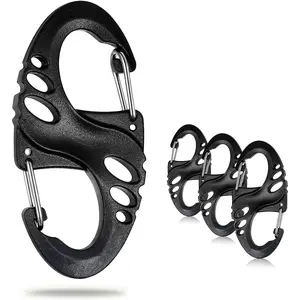 12 Pack 2" Carabiner Clip Plastic S Carabiner Clips Paracord  Hooks for Key Chain Backpacks Bags Zipper Clip Accessories