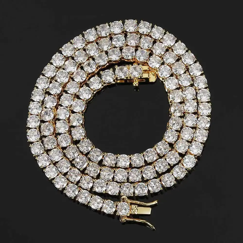 Gold Diamond Necklace (Width 4mm, Length
