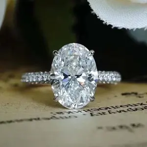 925 Sterling Silver Oval 4ct Lab Diamond Engagement Ring – Bridal Jewelry