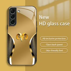 Suitable for [Galaxy S22+ 5G] new high-end creative auspicious gold zodiac animal mobile phone case new business simple tempered glass mobile phone case affordable anti-fall and anti-fingerprint-888