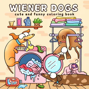 1PC Wiener Dogs Cute Coloring Book, 24 Pages Funny & Easy Dachshund Art, Anxiety Relief Coloring Book For Adult Dog Lovers & Teens, Great For Self-Care, Daily Relaxation & Gifting