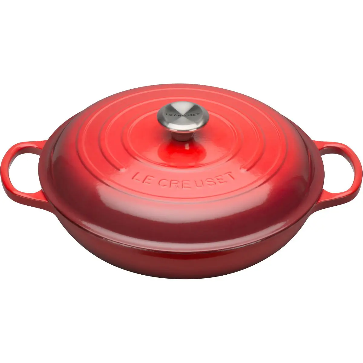 Le Creuset 3.5 Qt. Signature Enameled Cast Iron Braiser with Stainless Steel Knob | Cerise/Cherry Red