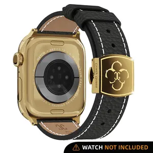CRAZYGRASS Stylish Lychee Texture Bands Suitable For Apple Watch Series 1/2/3/4/5/6/7/8/9/10/11/SE Compatible Genuine Leather Watch Strap Ultra Luxury smartwatch Watch Band For Women [WATCH NOT INCLUDED] Wearable