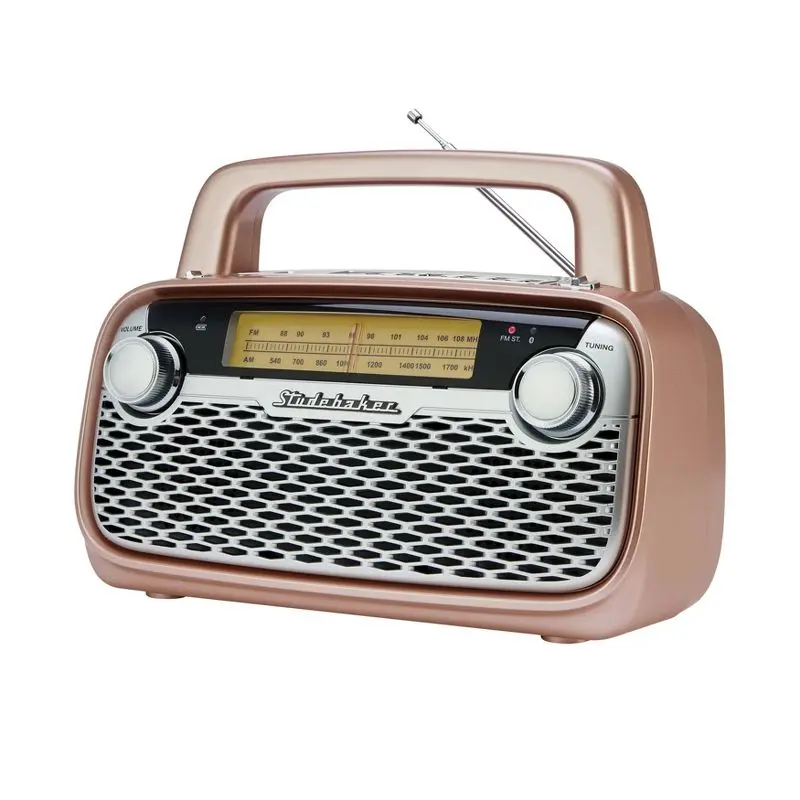 Studebaker AM/FM Portable Radio with Bluetooth and Rechargeable Battery