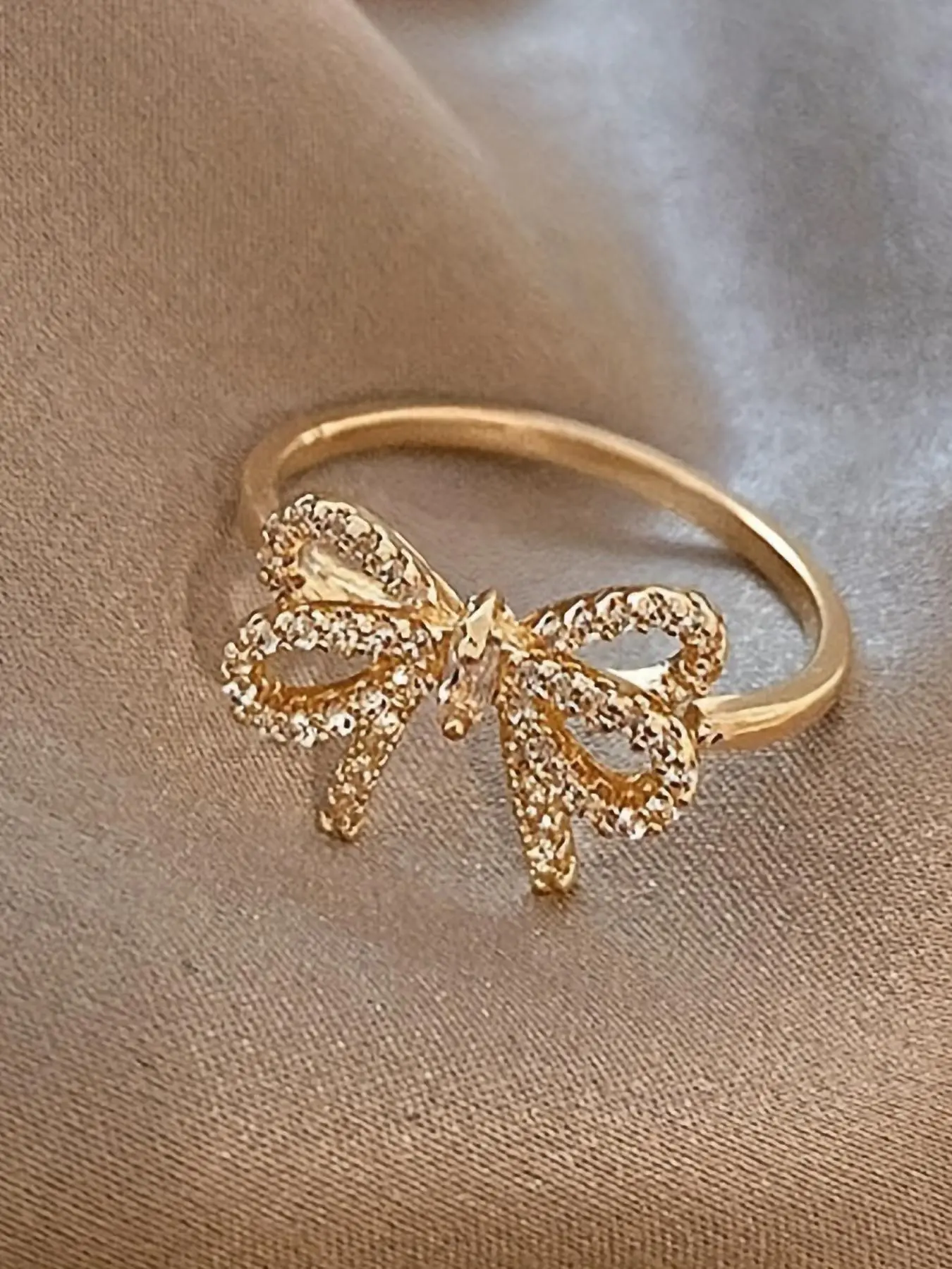 Fashion Bowknot Design Ring, Rhinestone Decorated Copper Ring, Beautiful Rings, Fashion Accessories for Women & Girls, Trendy All-match & Exquisite Jewelry for Birthday Gift