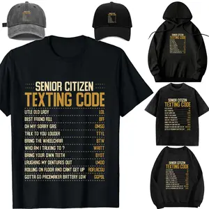 Oversize Acid Wash,Hooded sweatshirtt,Transfer，long-sleeved T-shirt-DIY-Unisex-Hat-Senior Citizen Texting Code Funny Old People senior citizen T-Shirt
