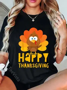 100% Cotton Happy Thanksgiving Shirt Men Women Kids Family Turkey Day T-Shirt