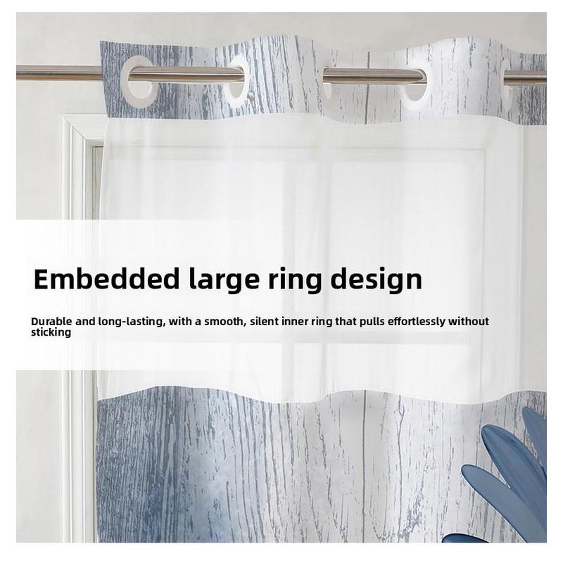 3D Digital Printing Blue Daisy Double Layer Shower Curtain Polyester Waterproof and Mildew Proof Bathroom Partition Curtain