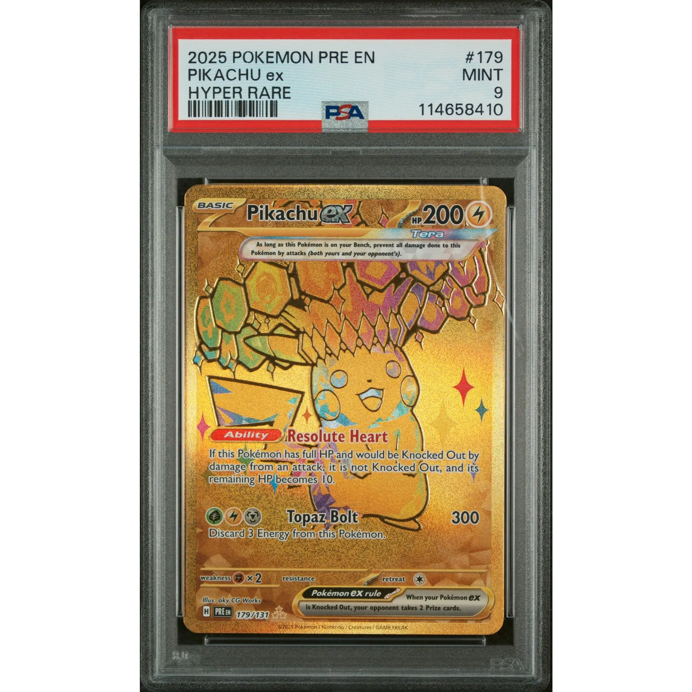 2025 Pokemon Prismatic Evolutions Hyper Rare Pikachu Ex 9 PSA #179