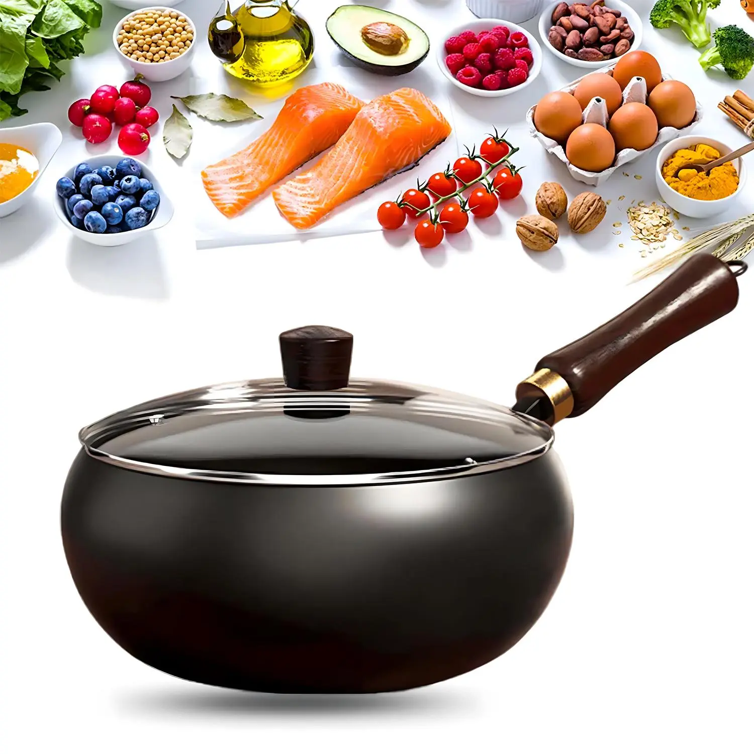 Uncoated Thick Cast Iron Frying Pan, Hand-Forged High-Purity Nonstick Iron Pan for Cooking, Japanese-Style Kitchen Cookware