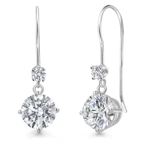 Gem Stone King 1.64 Cttw IGI Certified Lab Grown Diamond Dangle Drop Earrings For Women in 14K White Gold | Round Shape 0.75 Ct Each | VS1 Clarity | D-E Color