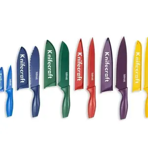 Anthony Lee Shop 12-Piece Color-Coded Kitchen Knife Set with Non-Stick Ceramic Coating, 6 Blade Guards, Dishwasher Safe, Durable Stainless Steel - Block, Stylish
