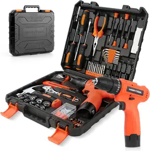 152-Piece Mechanic Tool Set with 12V Cordless Drill, Portable Storage Toolbox, Home Repair Hand Tool Kit for Homeowners, Handymen