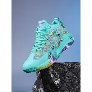 Men’s color‑block lace‑up mid‑top basketball shoes, 2024 new style—casual, sporty, breathable, comfortable sneakers with a round toe that go well with any outfit for everyday wear