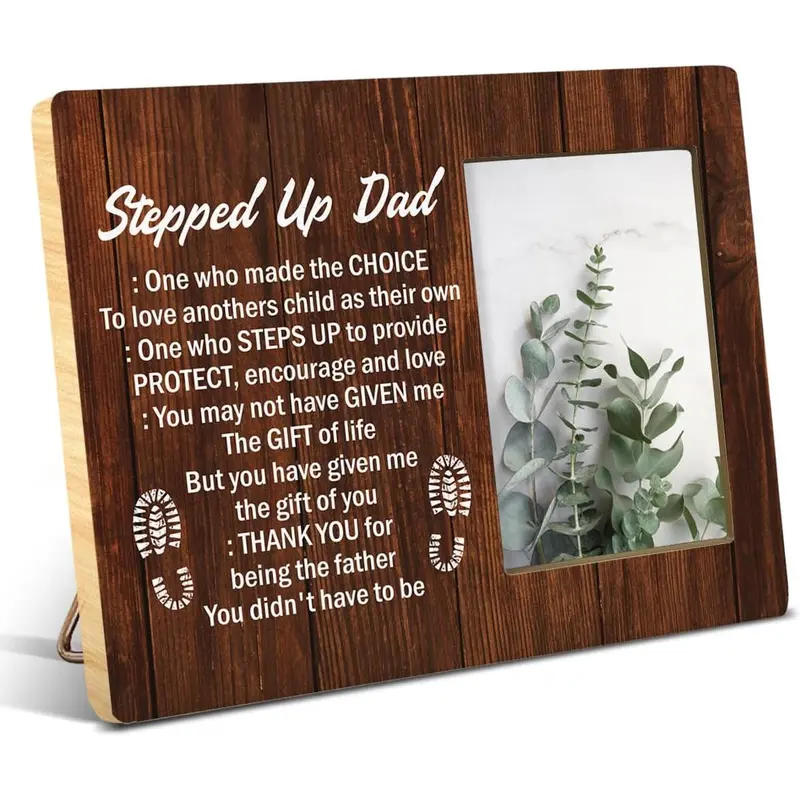 Stepdad Gifts Bonus Dad Gifts Stepped Up Definition  Picture Frame  for Stepdad Birthady Christmas Father's Day, Display Photo 4 x 6 Inch