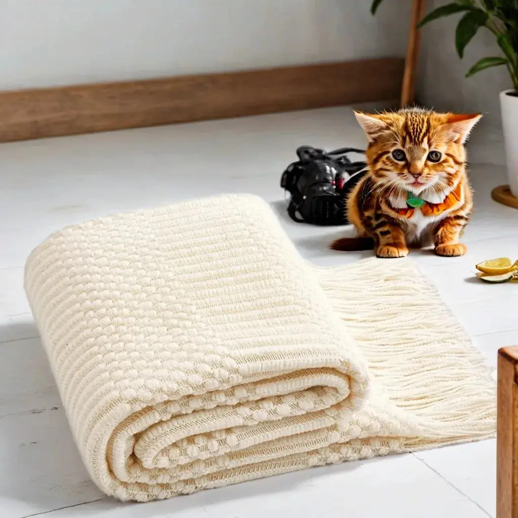 Cream Boho Bliss Chunky Knit Throw Blanket