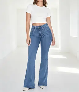 Women's High-Waisted Stretchy Flare Jeans - Butt-Lifting Denim Pants, Slim-Fit Bell Bottoms for Casual, Party & Day Wear | Womenswear Bottoms