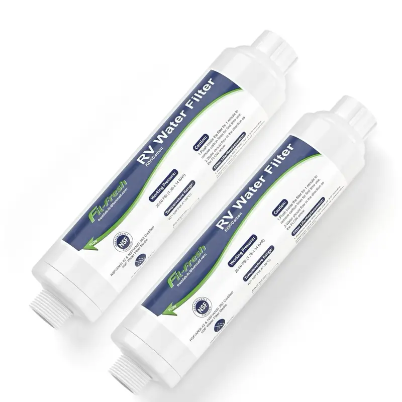 Fil-Fresh 2-Pack RV Inline Water Hose Filters with Cartridge, NSF-Certified System, Outdoor Camping Garden Purification Solution (includes water filter cartridge components), Filter Water Filters