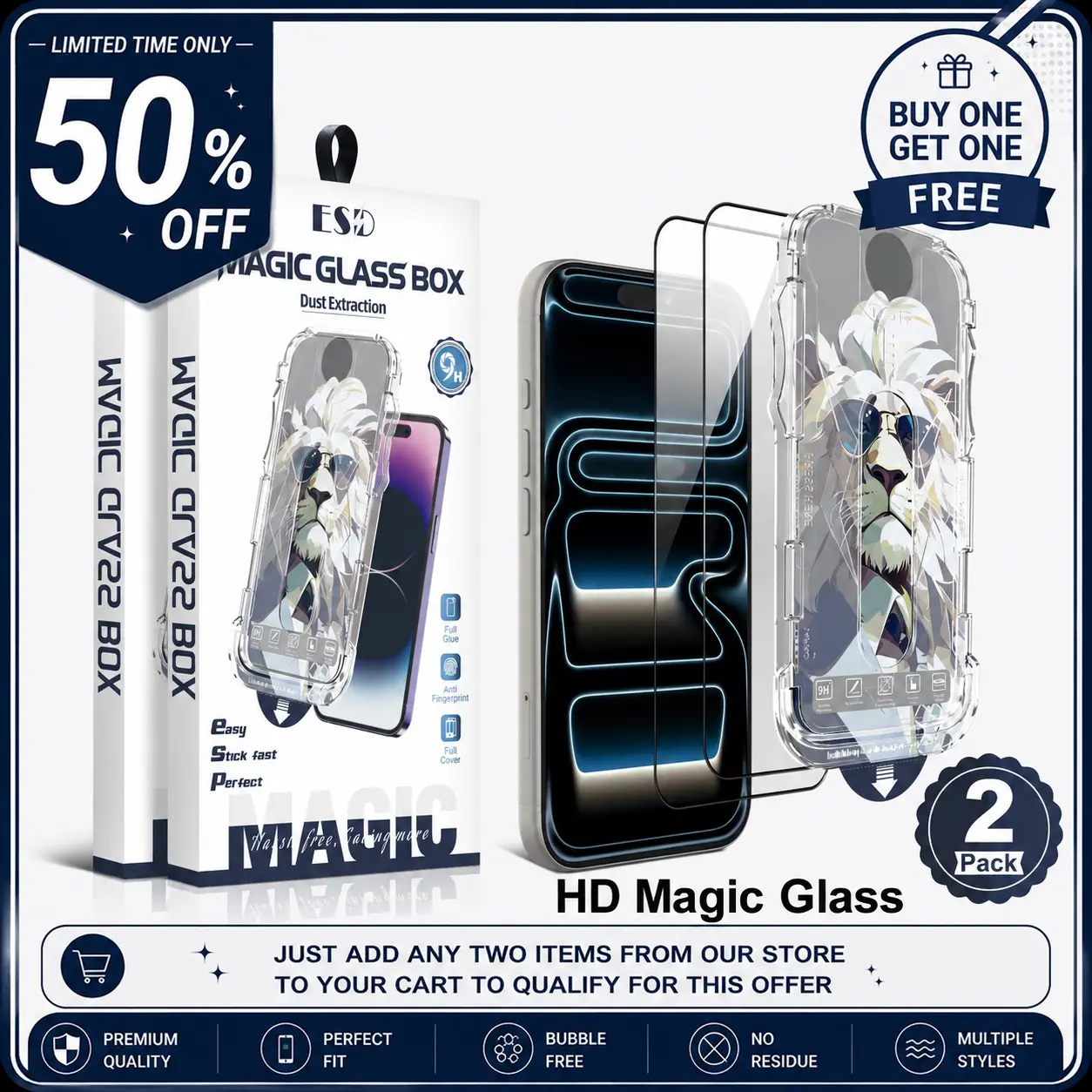 Privacy Guard Accessory Kit for iPhone 17/16/15/14/13 Pro Max – HD & Privacy Screen Protector, Camera Lens Protector, Auto Installation | Lion Magic Glass