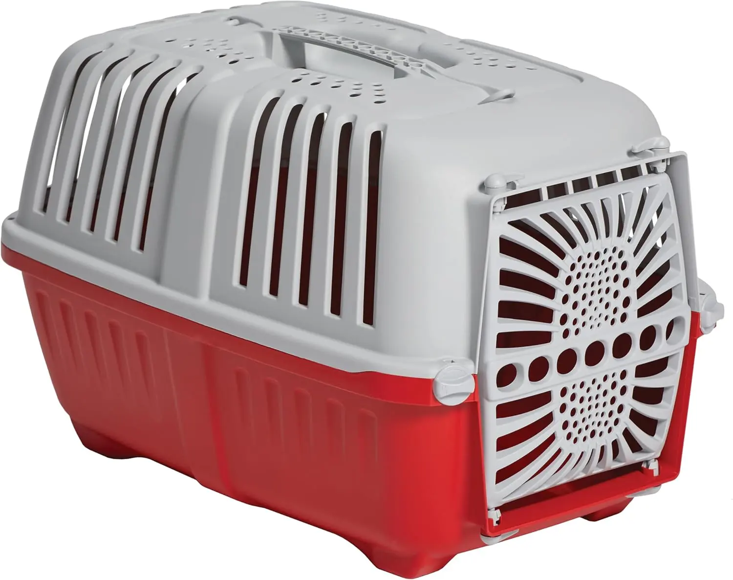 Homes for Pets Spree Hard-Sided Dog & Cat Travel Carrier - 22 in Travel Crate, Top Handle, Built-In Carrying Handle, Ventilated Design, Durable Plastic Door, Easy Assembly, Veterinarian-Approved, Red