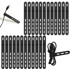 24Pcs Silicone Cable Ties - Reusable & Washable with Locking Buckles, Adjustable Fastening Cable Management Straps, Multi-Purpose