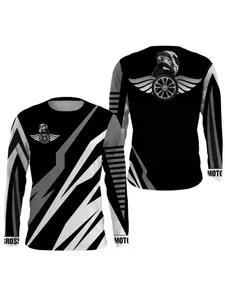 Men's Long Sleeve Motorcycle Jacket, Striped Geometric Print, Non-Transparent Riding Top, Outdoor Sports Gear