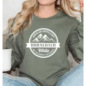 Unkalaki Distillery Horneater White Unisex Heavy Blend Crewneck Sweatshirt, Not for Airsick Lowlanders