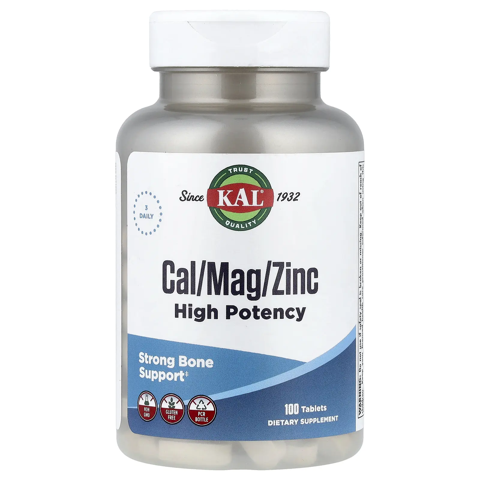 KAL Cal/Mag/Zinc, High Potency , 100 Tablets