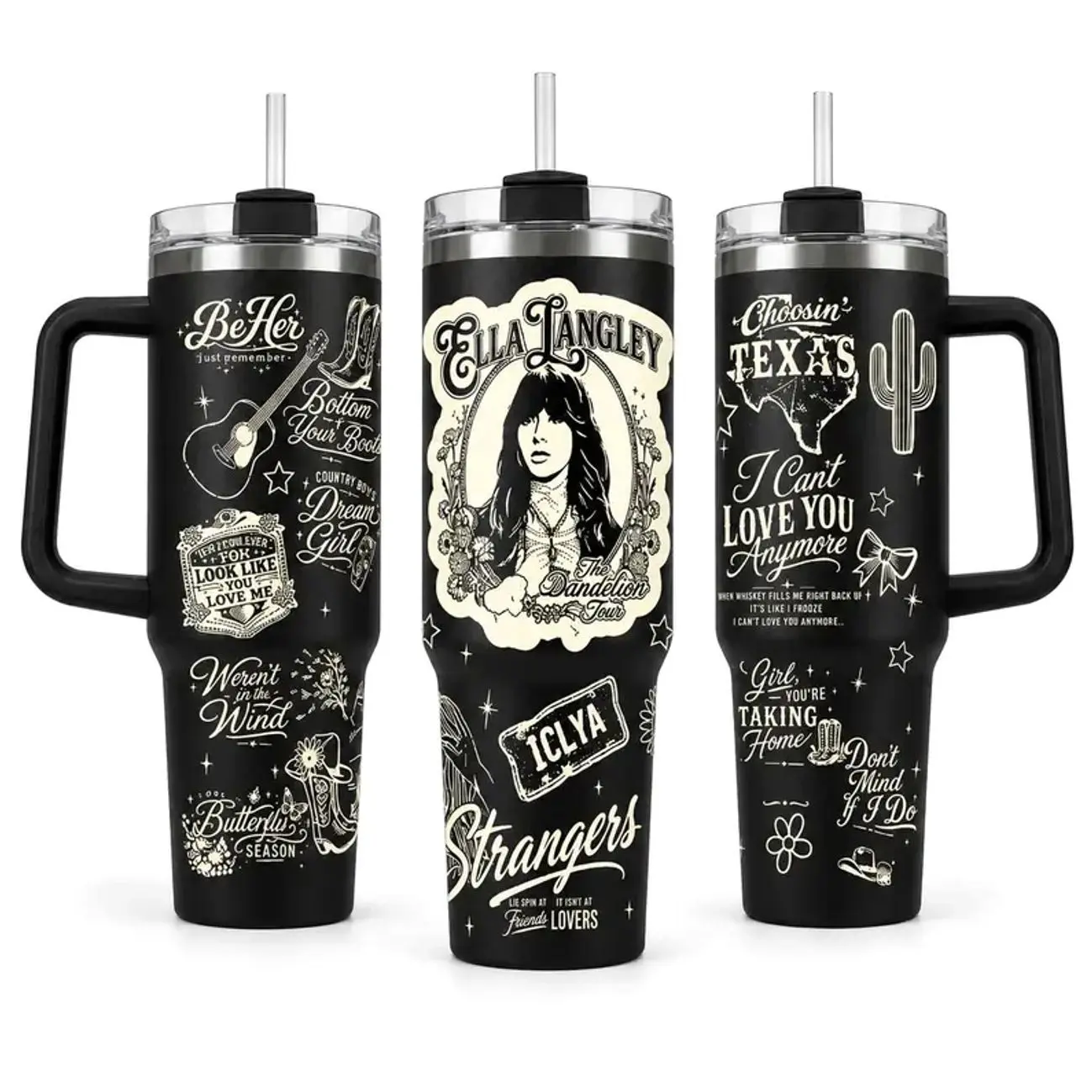 Ella Langley Dandelion Tour Inspired 20oz/30oz/40oz Tumbler – Stainless Steel Country Music Travel Mug with Handle